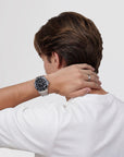 Daniel Wellington Iconic GMT Link Black Ceramic Bezel Silver