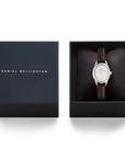 Daniel Wellington Ophelia Mini Dark Brown Lizard White Guilloché Silver