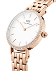 Daniel Wellington Petite 28 Bezel 5-Link White & Rose Gold Watch