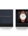 Daniel Wellington Classic Roman Numerals Date Light Brown Croc Belly Rose Gold