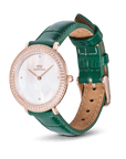 Daniel Wellington Crystalline Bezel Green Croc Rose Gold Watch