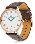 Daniel Wellington Classic Roman Numerals Date Dark Brown Croc Belly Rose Gold