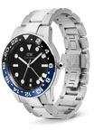 Daniel Wellington Iconic GMT Link Black Blue Ceramic Bezel Silver