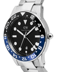 Daniel Wellington Iconic GMT Link Black Blue Ceramic Bezel Silver