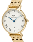 Daniel Wellington Petite Roman Numerals Date 5-link Gold