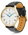 Daniel Wellington Classic Roman Numerals Date Black Croc Belly Gold