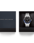 Daniel Wellington Iconic GMT Link Black Blue Ceramic Bezel Silver