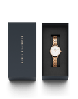 Daniel Wellington Petite 28 Bezel 5-Link White & Rose Gold Watch