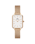 Daniel Wellington Quadro 20X26 Pressed Melrose Rose Gold & White Watch