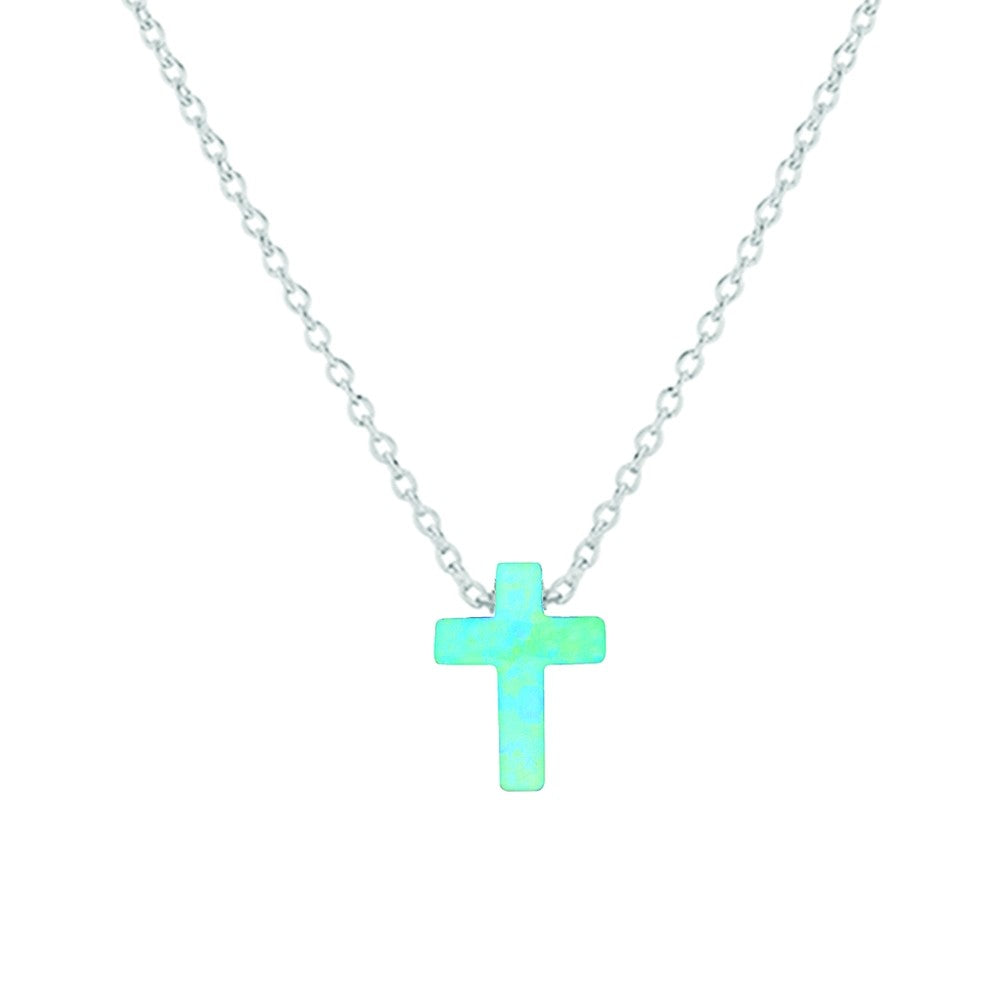 S/S OPALITE CROSS NECKLACE