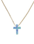 S/S OPALITE CROSS NECKLACE