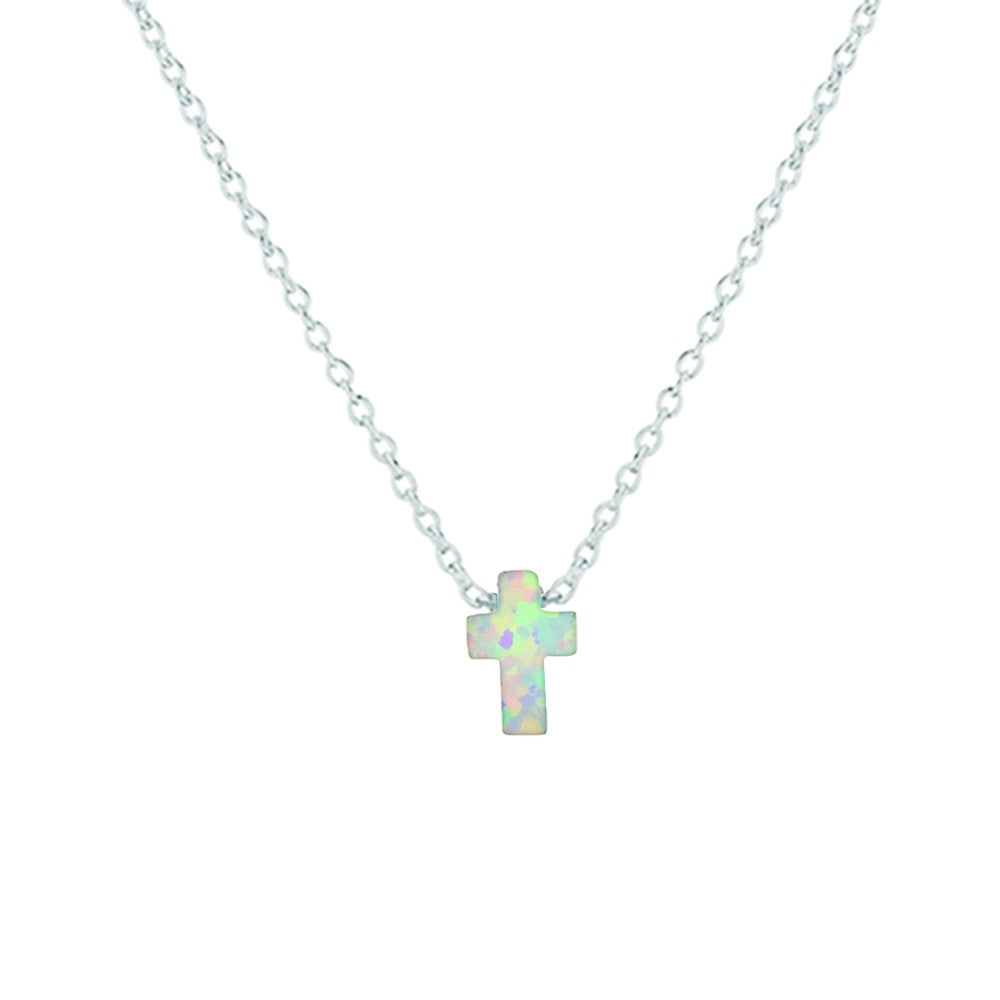 S/S OPALITE CROSS NECKLACE
