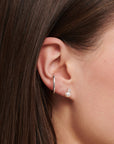 Thomas Sabo Single ear stud pearls and white stone silver