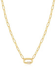 Neon Green Enamel Carabiner Gold Necklace