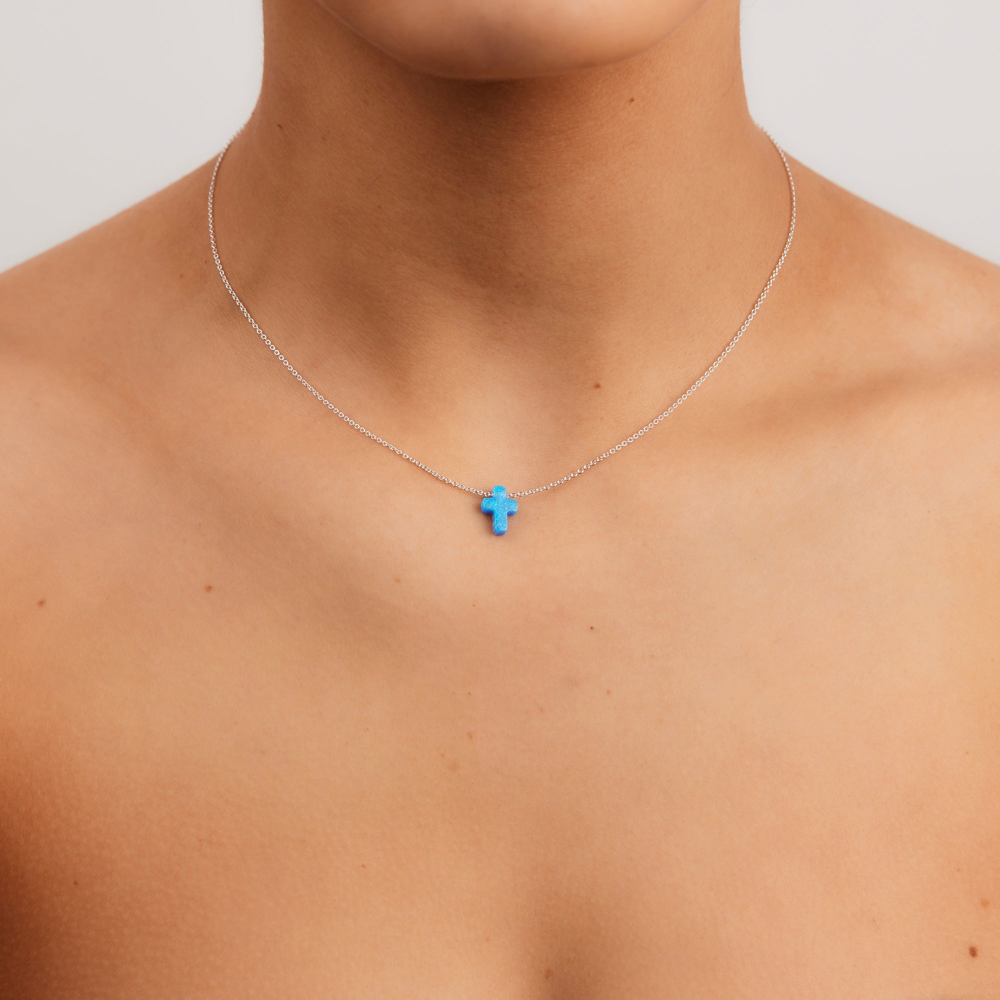S/S OPALITE CROSS NECKLACE