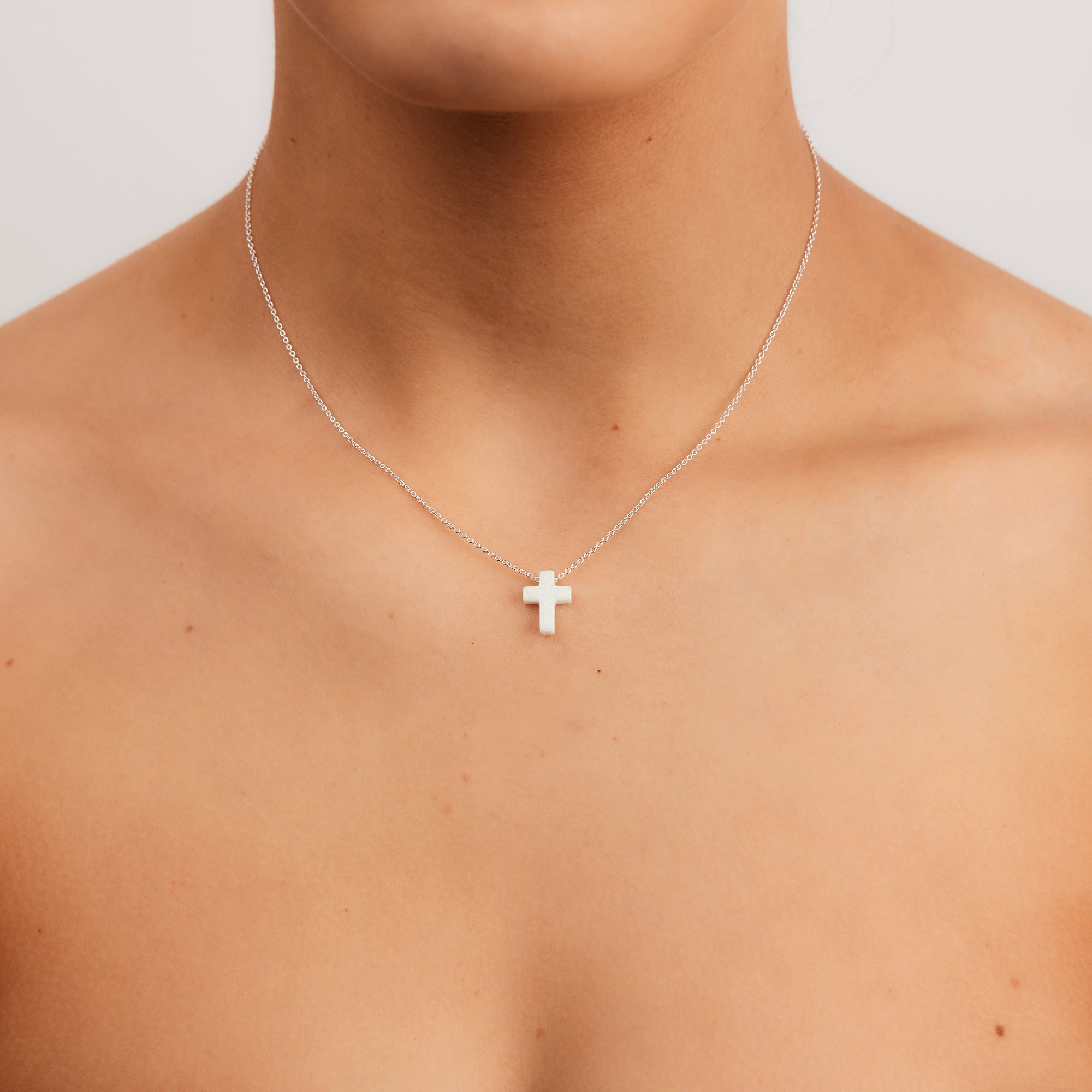 S/S OPALITE CROSS NECKLACE