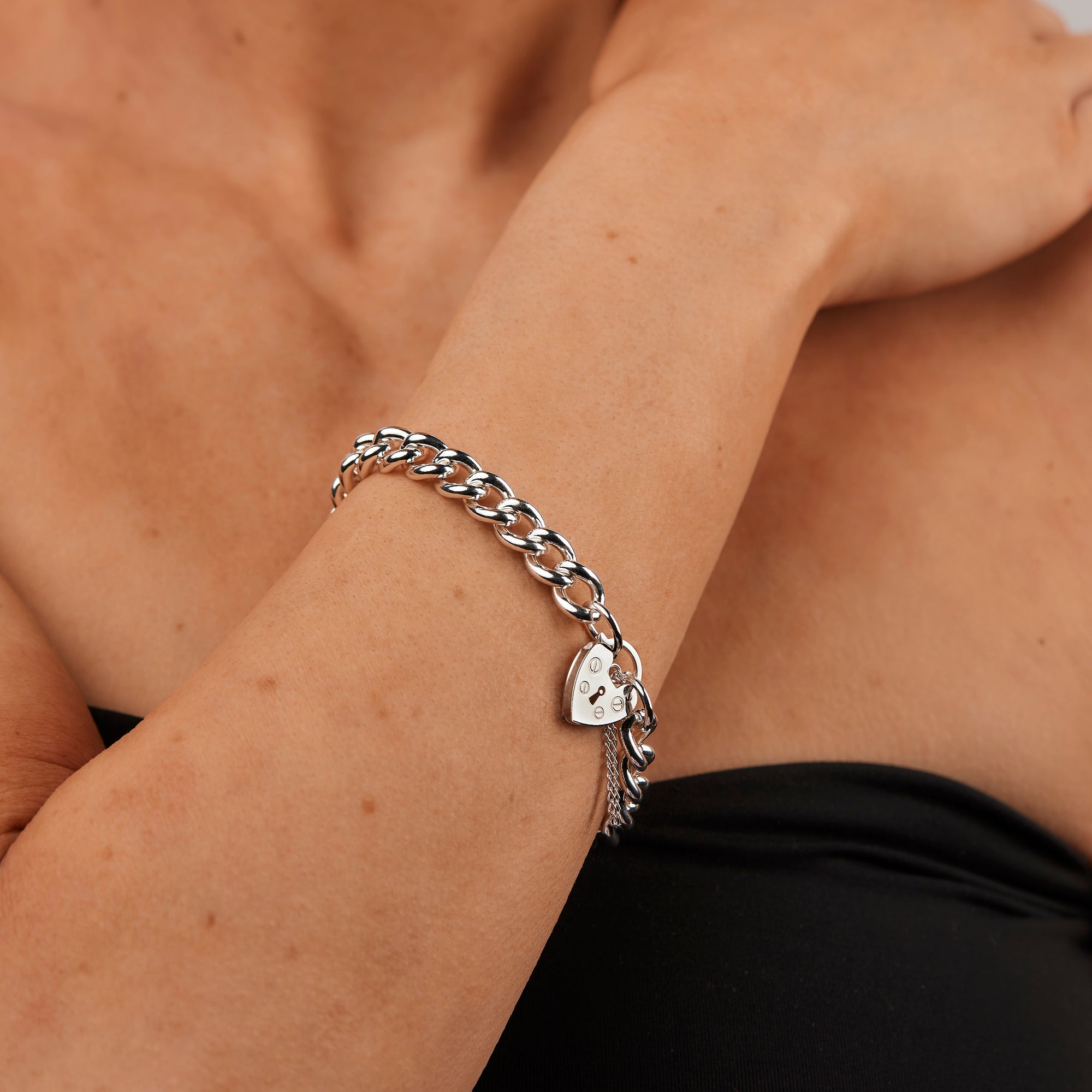S/S SOLID PADLOCK BRACELET