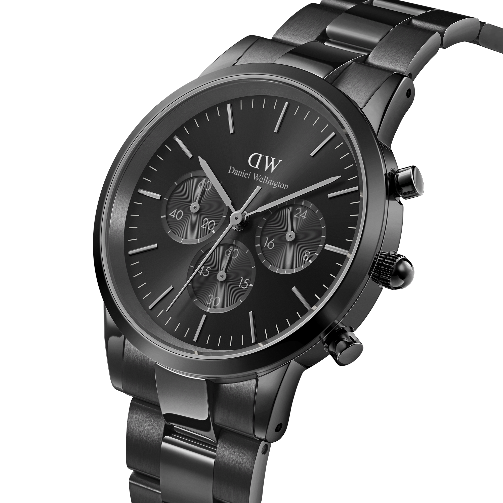 Daniel Wellington Iconic Chronograph 42 Link Black Sunray Watch