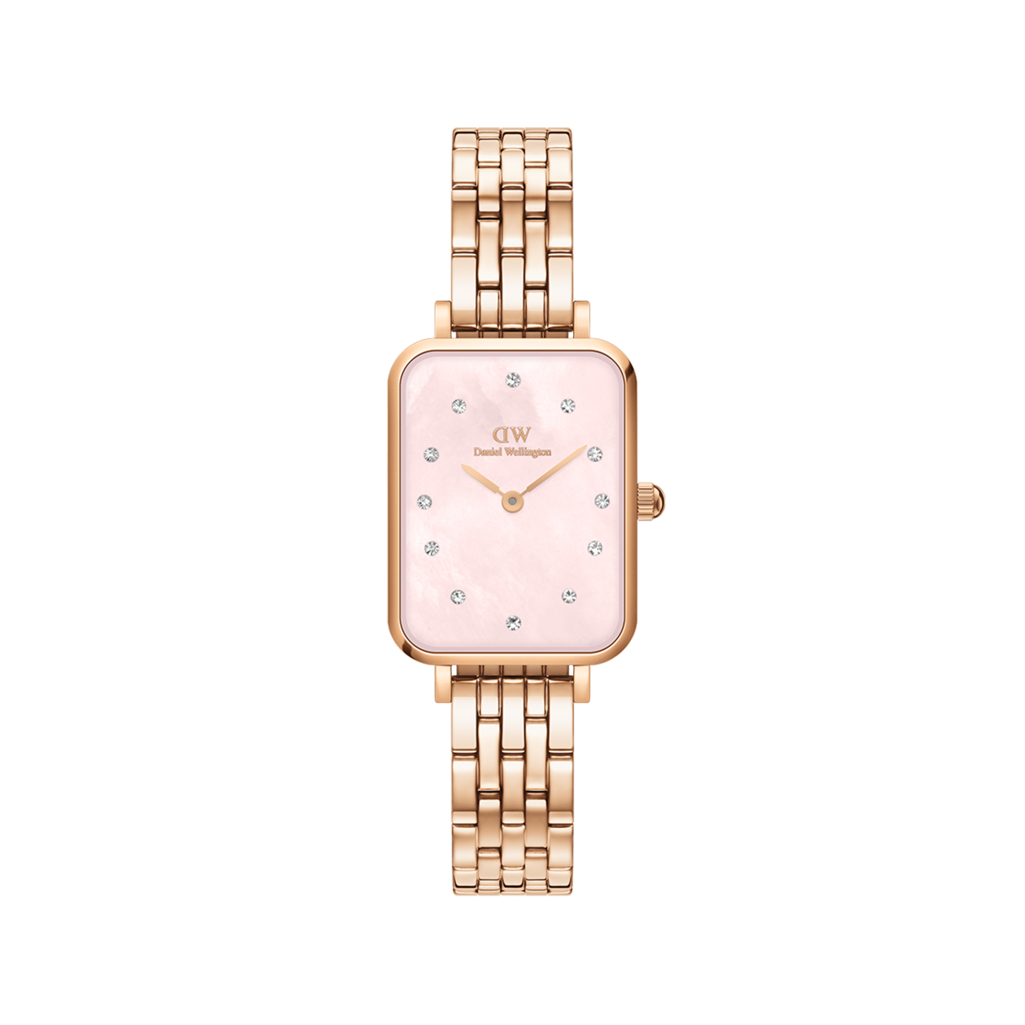 Daniel Wellington Quadro Lumine 20x26 5-Link Rose Gold & Mother of Pearl Pink Watch