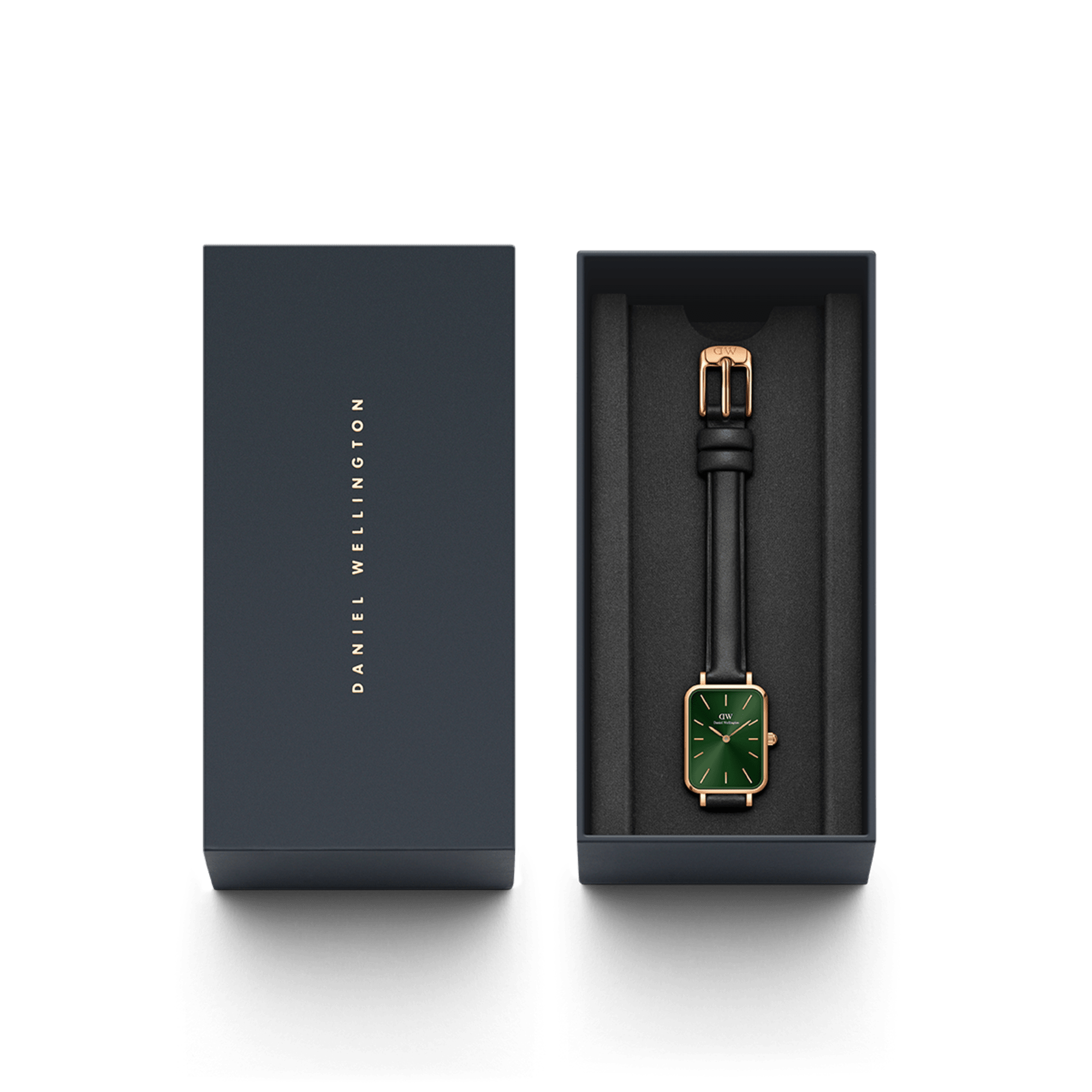 Daniel Wellington Quadro 20X26 Pressed Sheffield Rose Gold & Emerald Watch