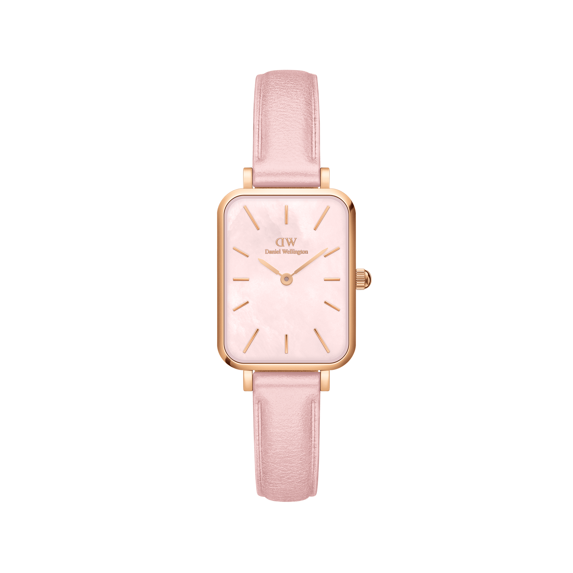 Daniel Wellington Quadro Pink Leather & Rose Gold Mother of Pearl Watch