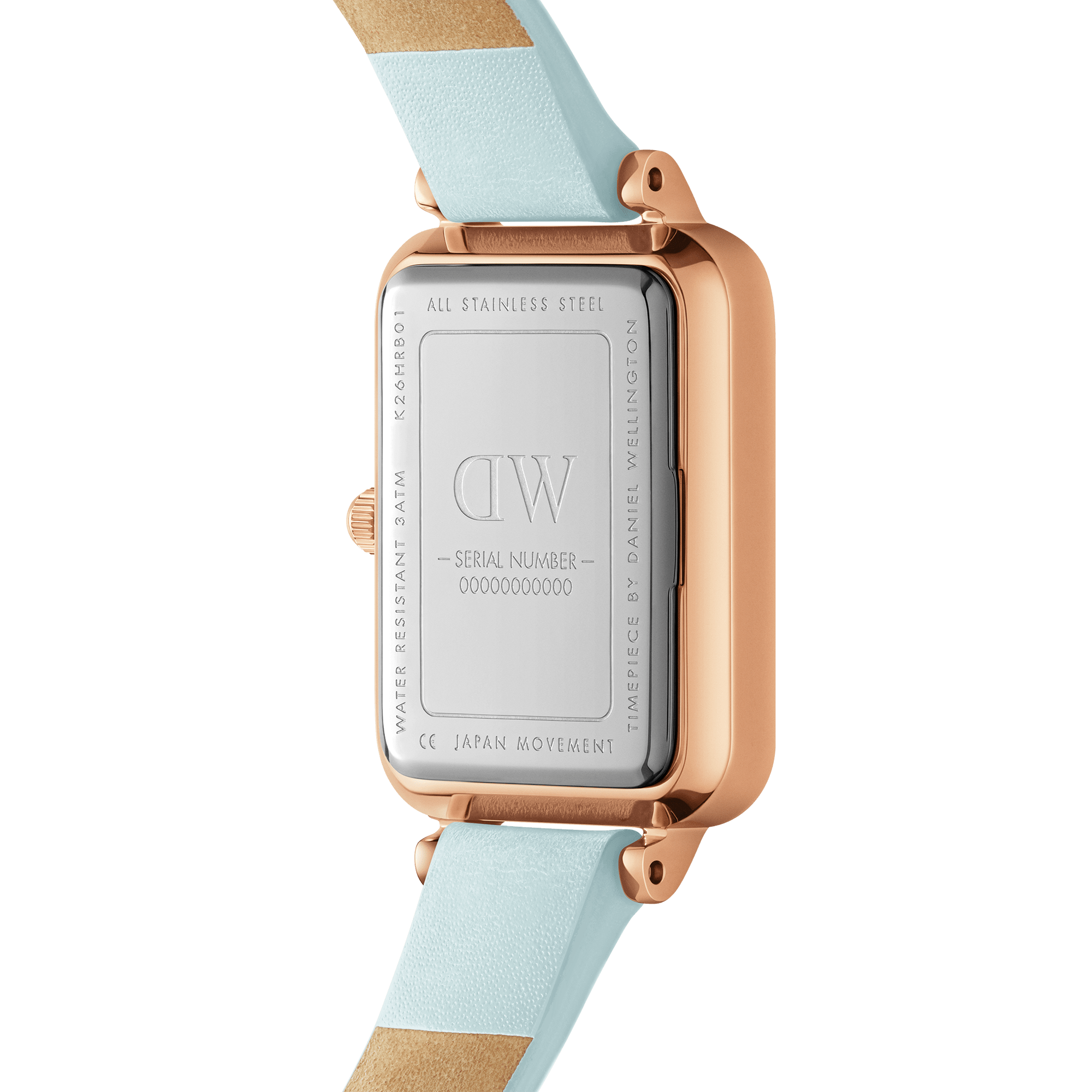 Daniel Wellington Quadro Blue Leather & Rose Gold Mother of Pearl Watch