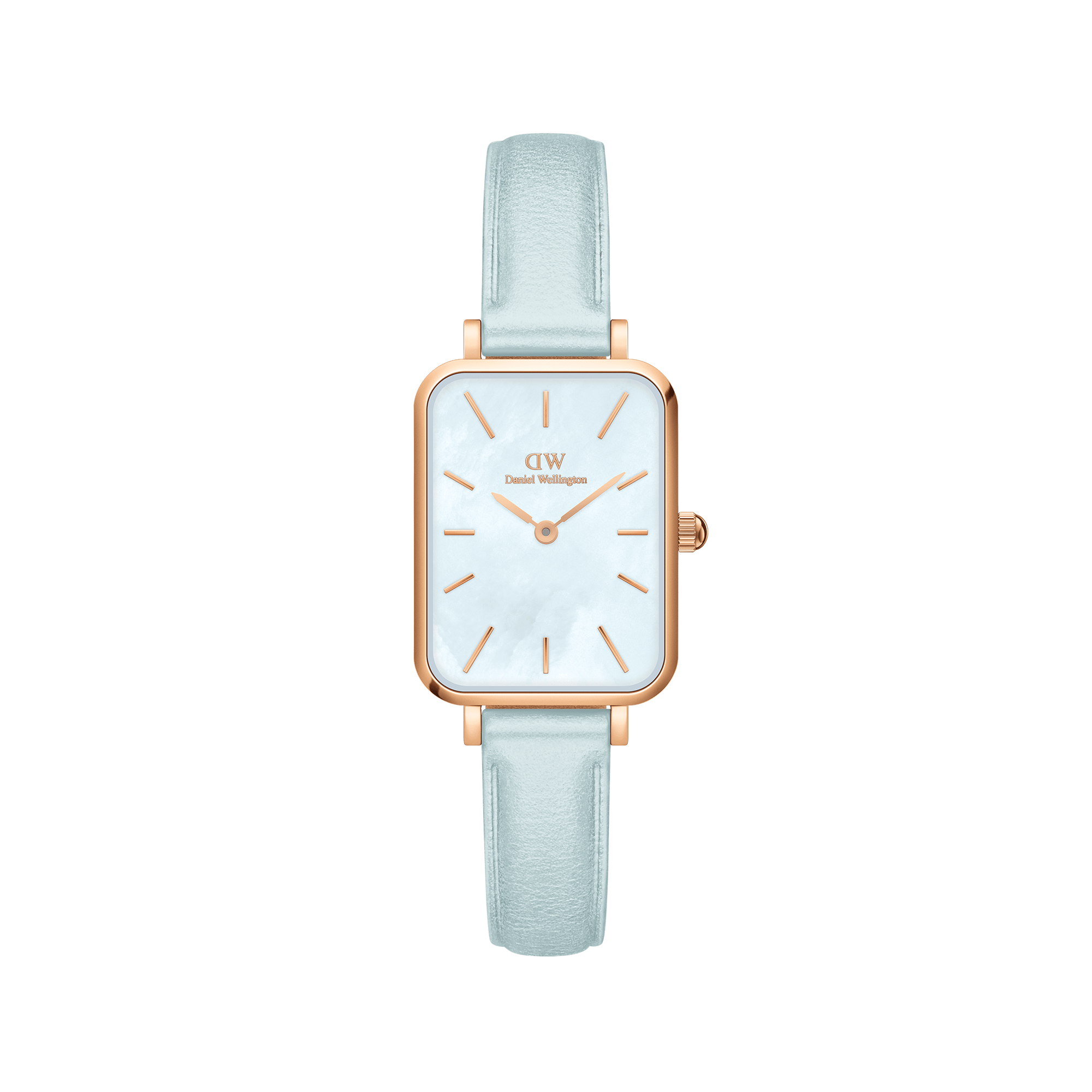 Daniel Wellington Quadro Blue Leather & Rose Gold Mother of Pearl Watch