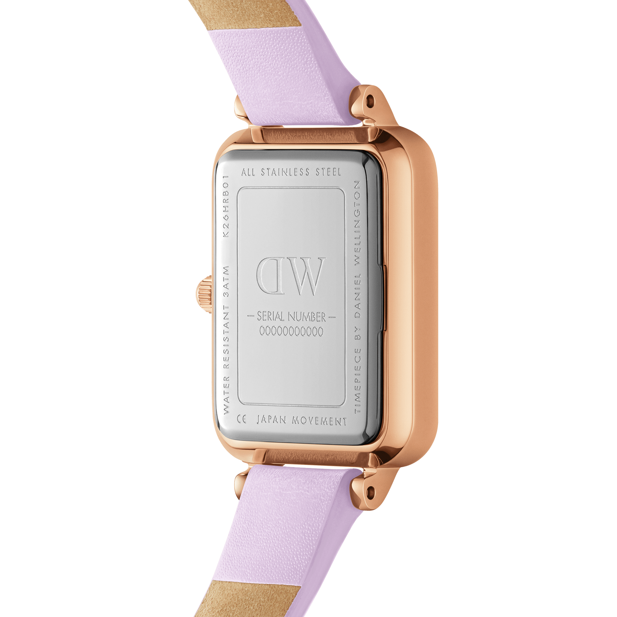 Daniel Wellington Quadro Purple Leather & Rose Gold Mother of Pearl Watch