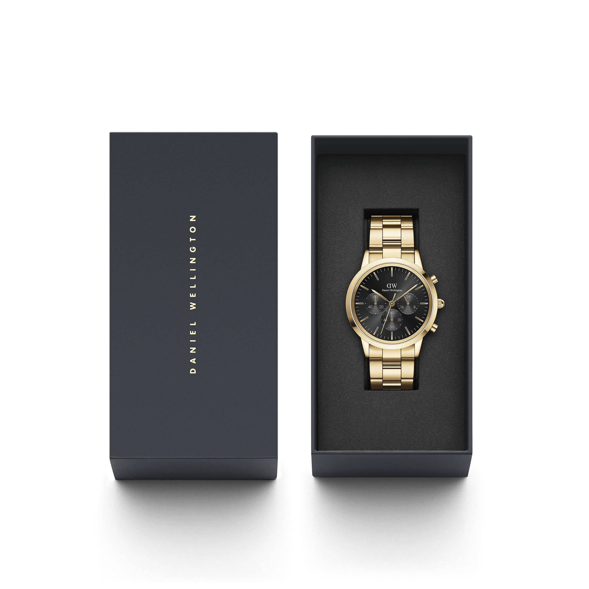 Daniel Wellington Iconic Chronograph 42 Link Gold & White Sunray Watch