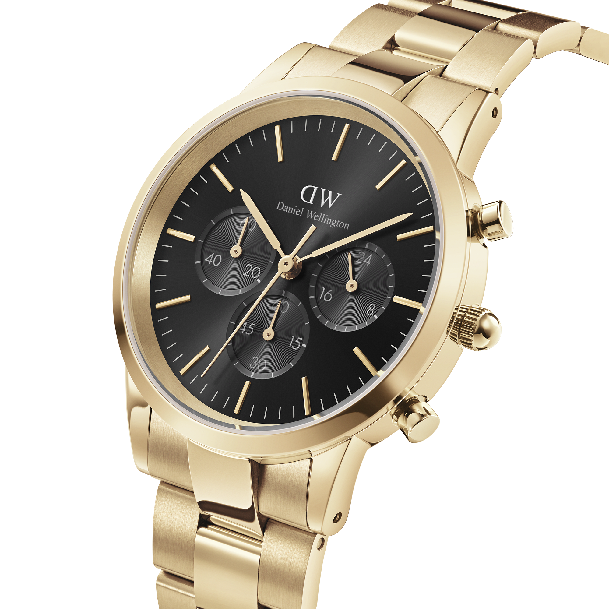 Daniel Wellington Iconic Chronograph 42 Link Gold & White Sunray Watch