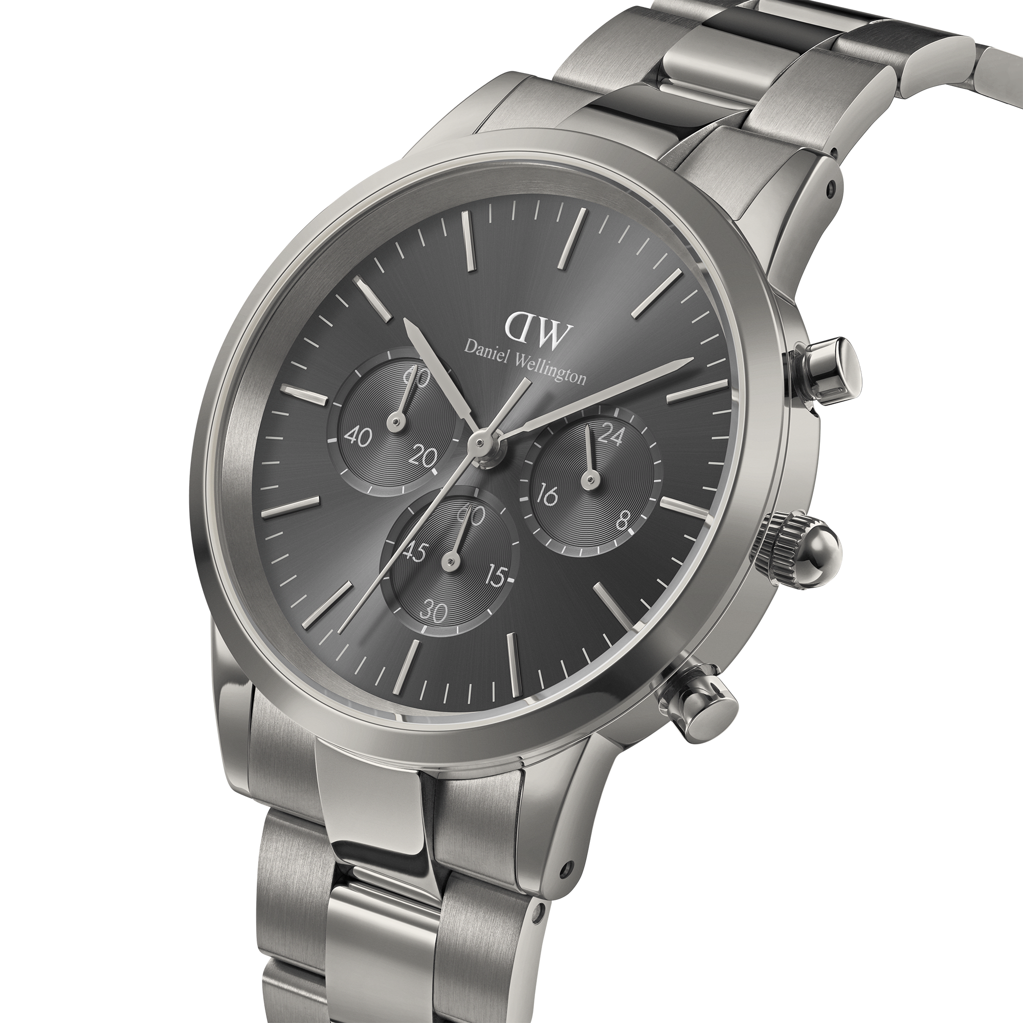 Daniel Wellington Iconic Chronograph 42 Link Anthracite-Grey Sunray Watch