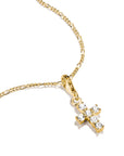 Gold-Plated Cross Charm with White Zirconia