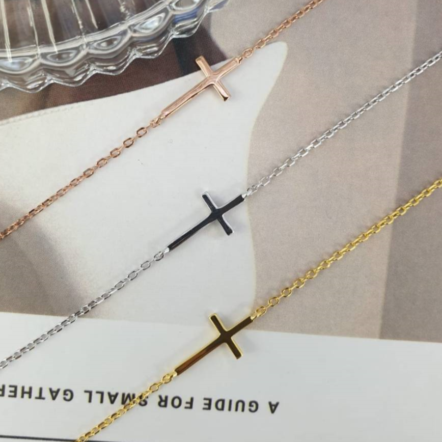 PLAIN CROSS BRACELET - STERLING SILVER