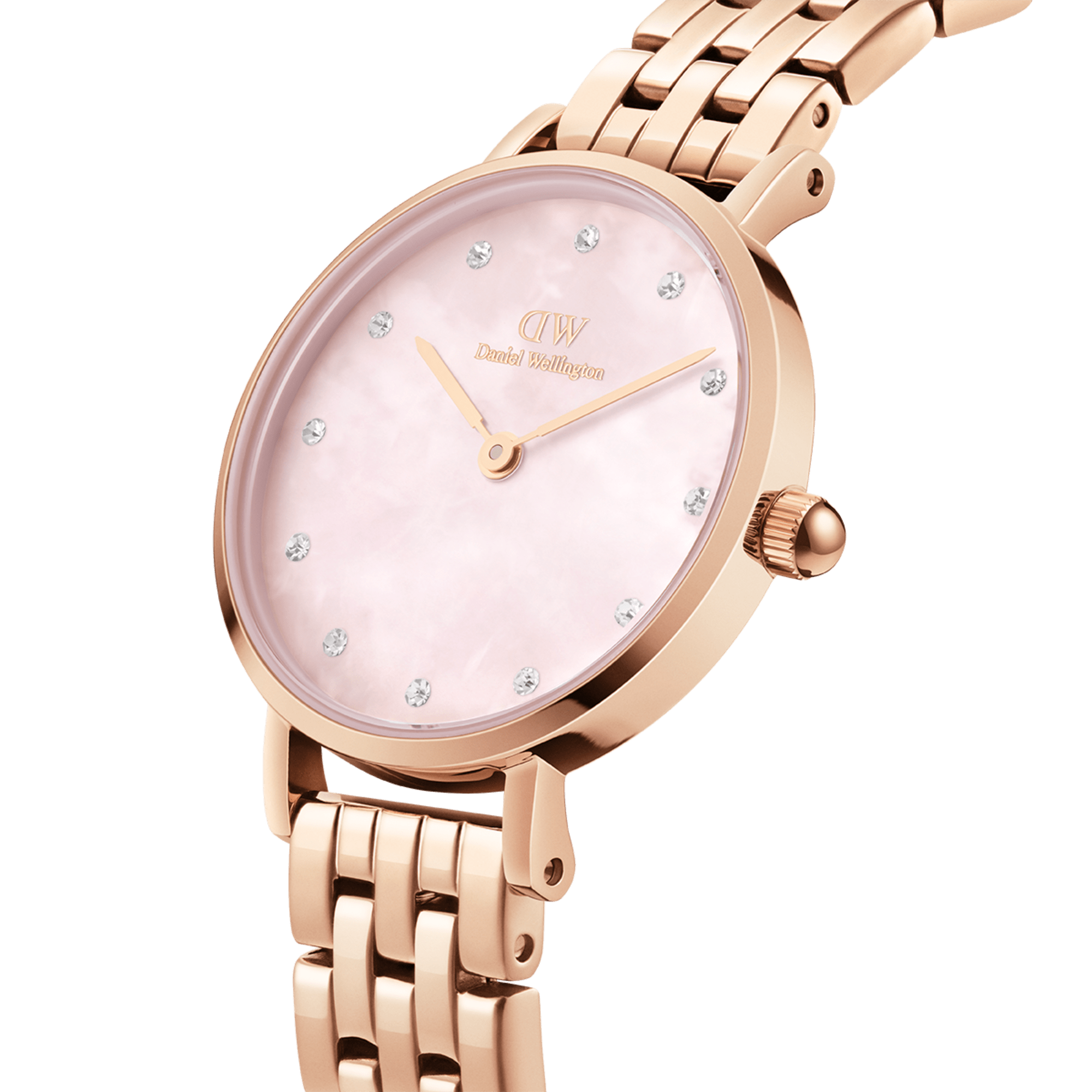 Daniel Wellington Petite Lumine 28 5-Link Rose Gold &amp; Mother of Pearl Pink Watch