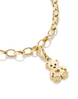 Gold-Plated Teddy Bear Charm with White Zirconia