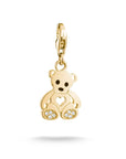 Gold-Plated Teddy Bear Charm with White Zirconia