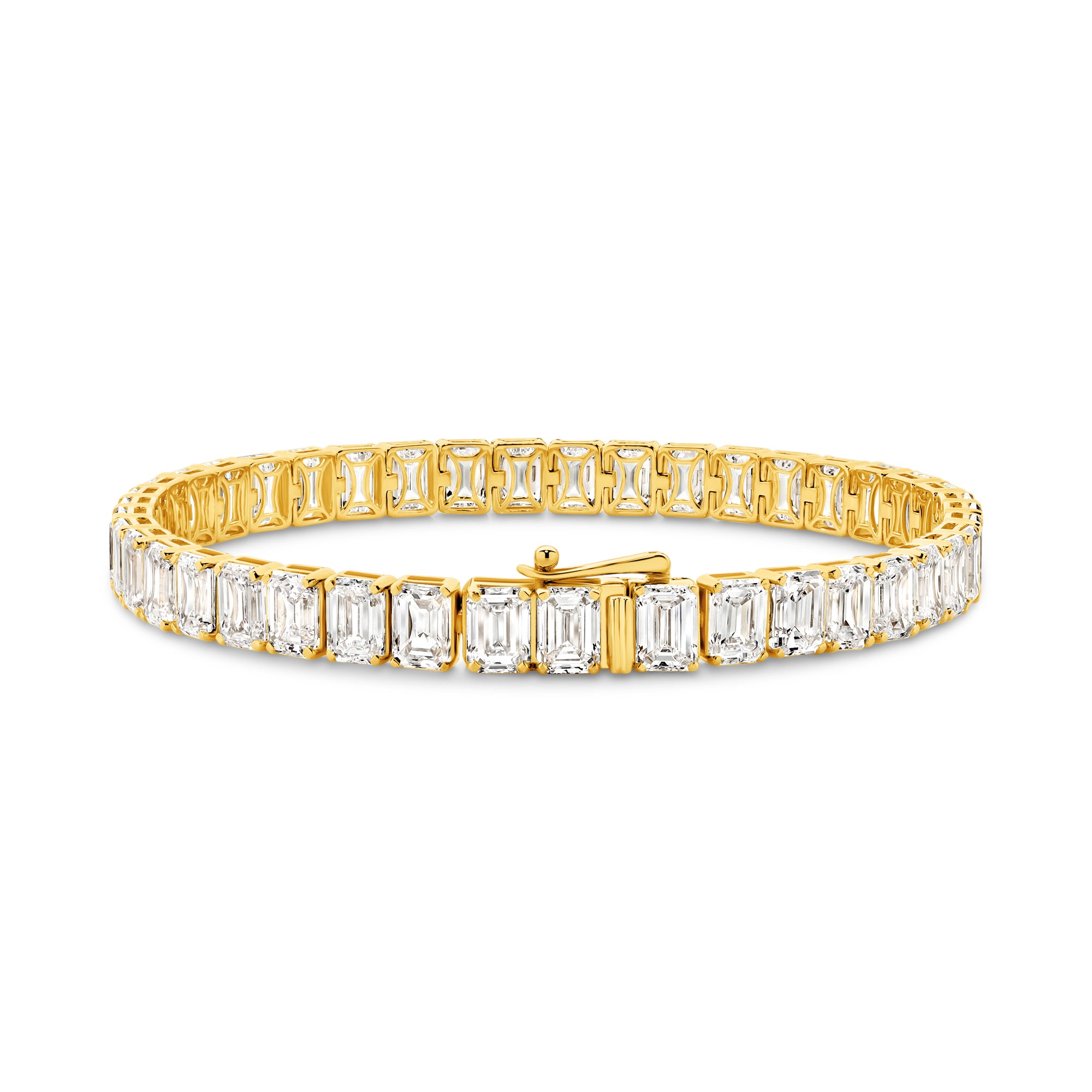 21CT TDW EMERALD CUT DIAMOND TENNIS BRACELET - 9CT GOLD