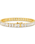 21CT TDW EMERALD CUT DIAMOND TENNIS BRACELET - 9CT GOLD