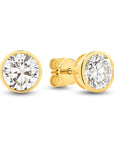 HEIRLOOM BRILLIANT CUT BEZEL SET DIAMOND STUD EARRINGS - SOLID GOLD