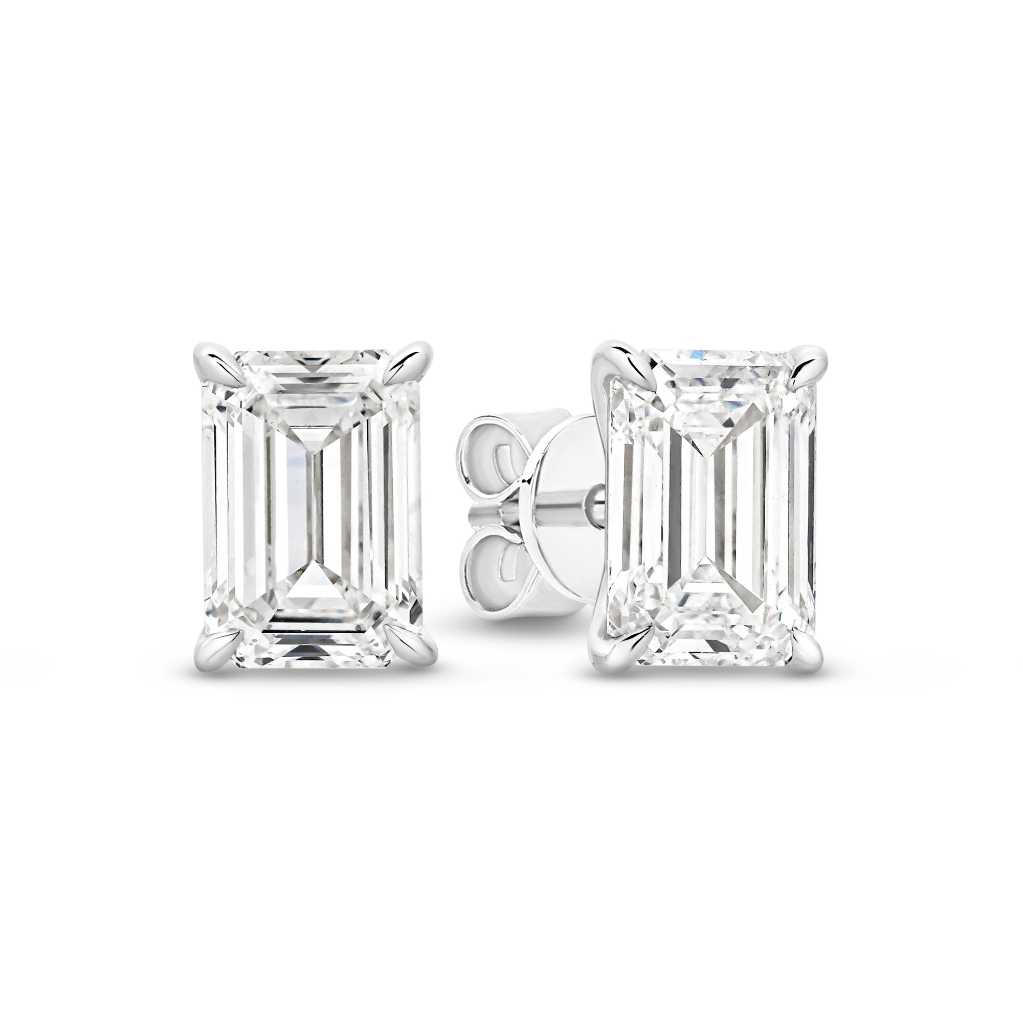 HEIRLOOM EMERALD CUT DIAMOND STUD EARRINGS - SOLID GOLD
