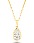HEIRLOOM - 1CT PEAR OVAL BEZEL DIAMOND PENDANT -SOLID GOLD