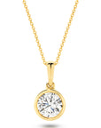 1CT BRILLIANT CUT BEZEL DIAMOND PENDANT - SOLID GOLD