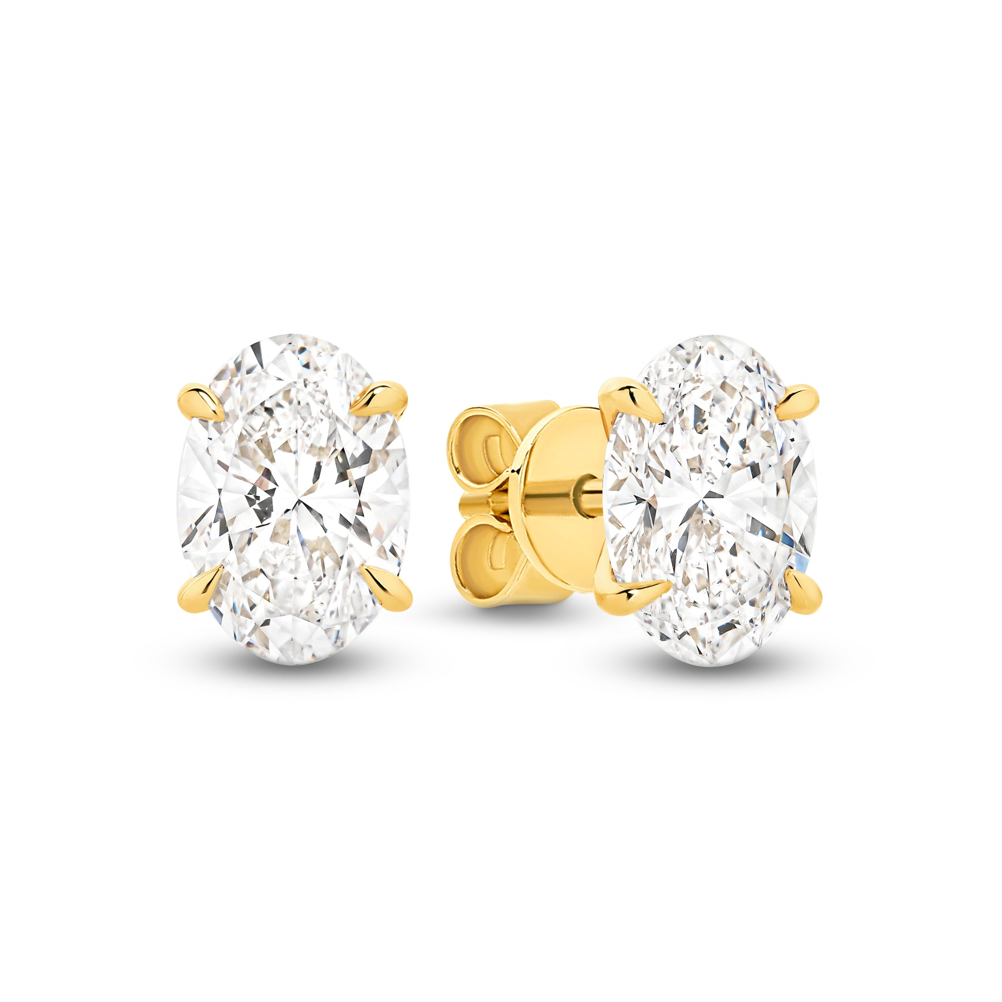 HEIRLOOM OVAL DIAMOND STUD EARRINGS - SOLID GOLD