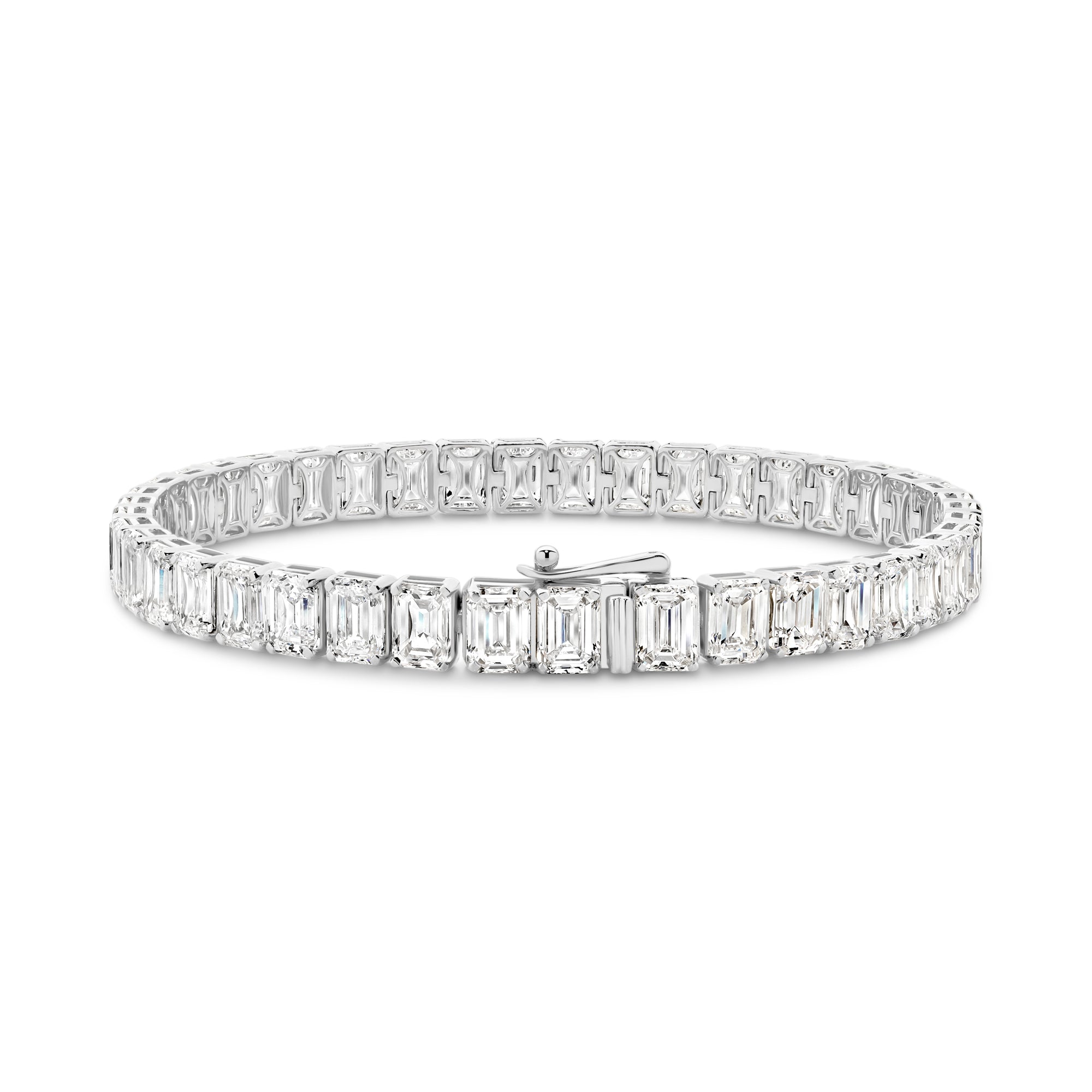 21CT TDW EMERALD CUT DIAMOND TENNIS BRACELET - 9CT GOLD