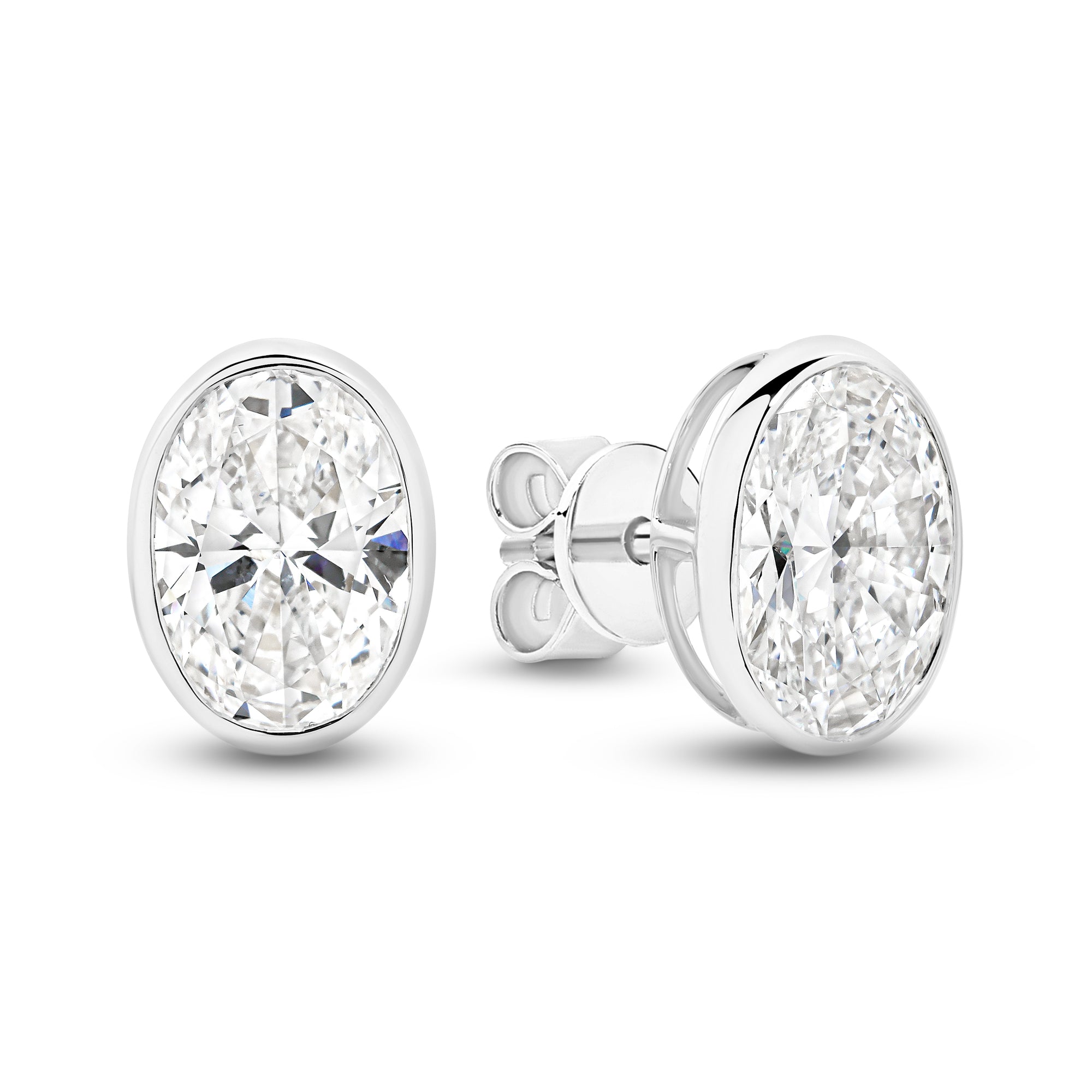 HEIRLOOM OVAL BEZEL SET DIAMOND STUD EARRINGS - SOLID GOLD