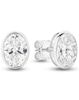 HEIRLOOM OVAL BEZEL SET DIAMOND STUD EARRINGS - SOLID GOLD