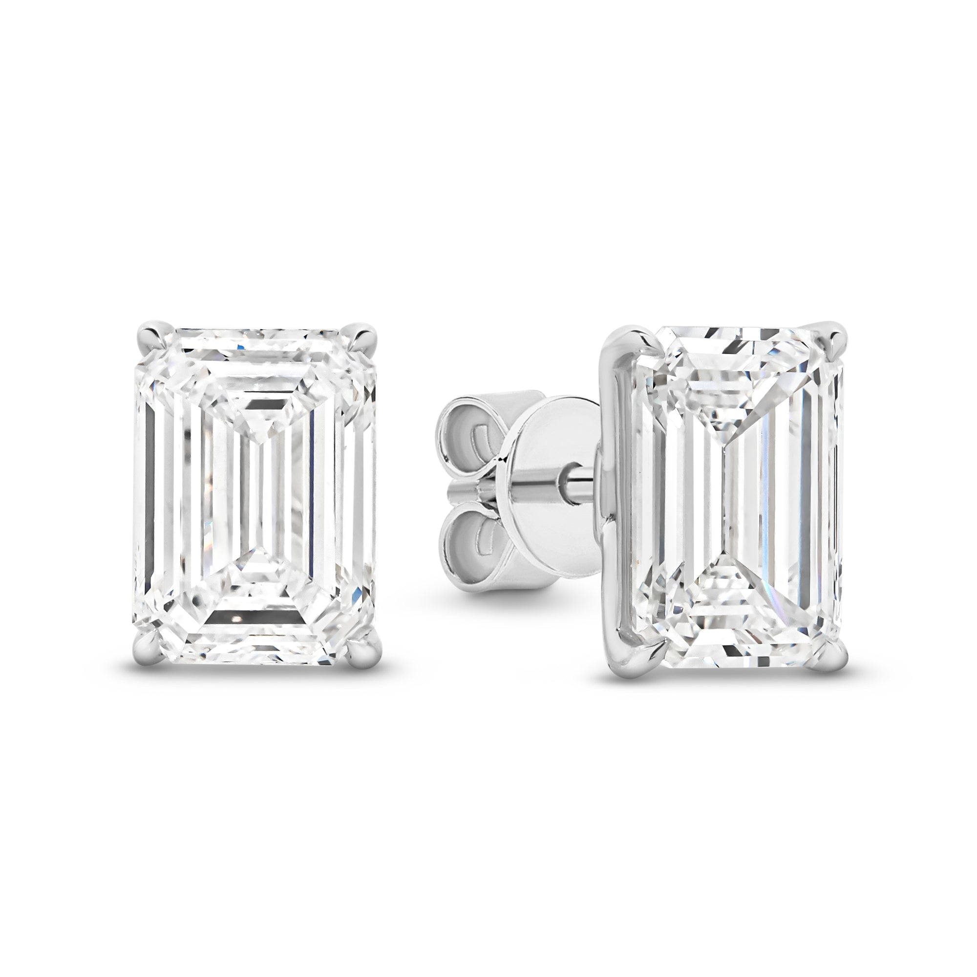 HEIRLOOM EMERALD CUT DIAMOND STUD EARRINGS - SOLID GOLD