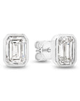 HEIRLOOM EMERALD CUT BEZEL DIAMOND STUD EARRINGS - SOLID GOLD