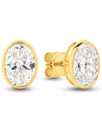 HEIRLOOM OVAL BEZEL SET DIAMOND STUD EARRINGS - SOLID GOLD