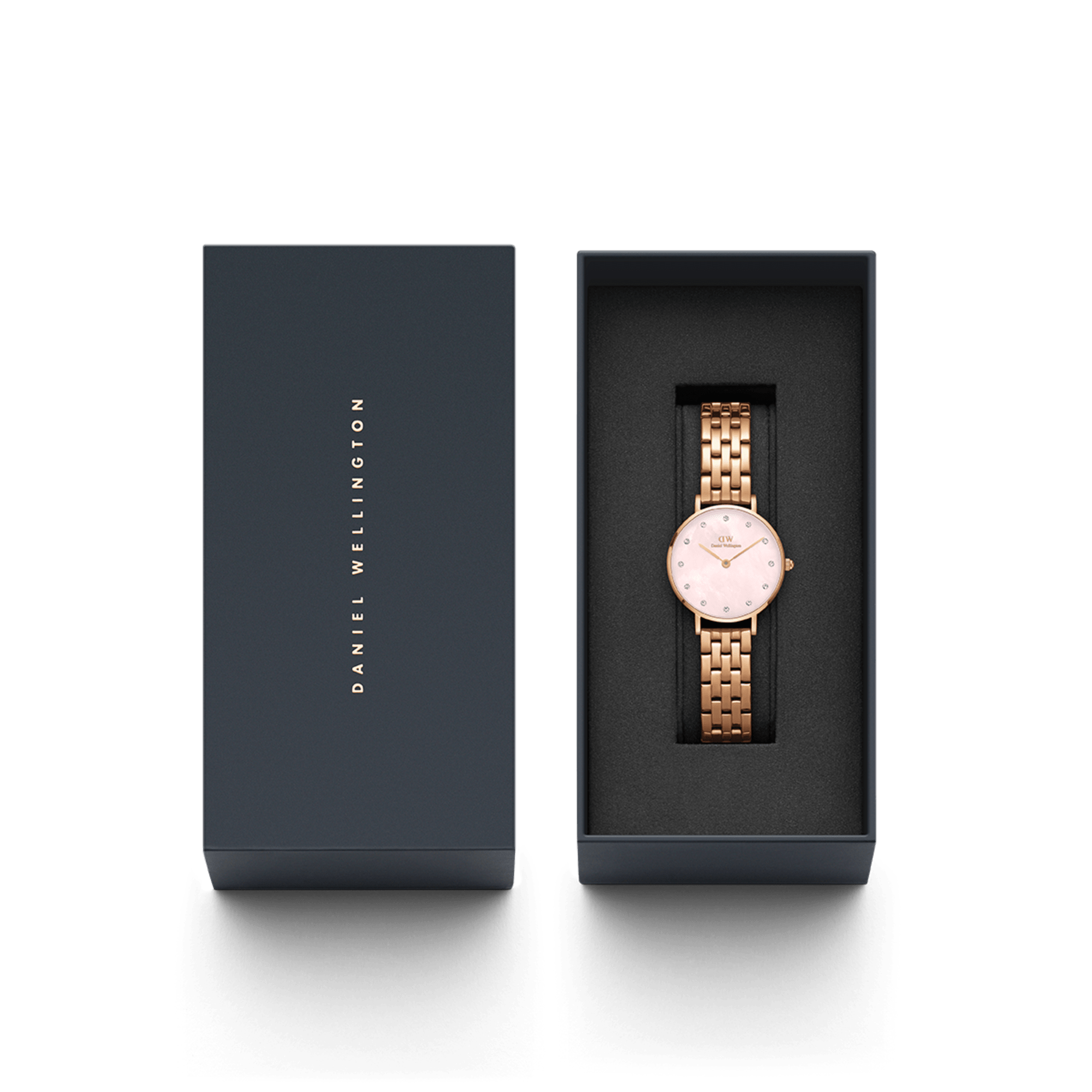 Daniel Wellington Petite Lumine 28 5-Link Rose Gold &amp; Mother of Pearl Pink Watch